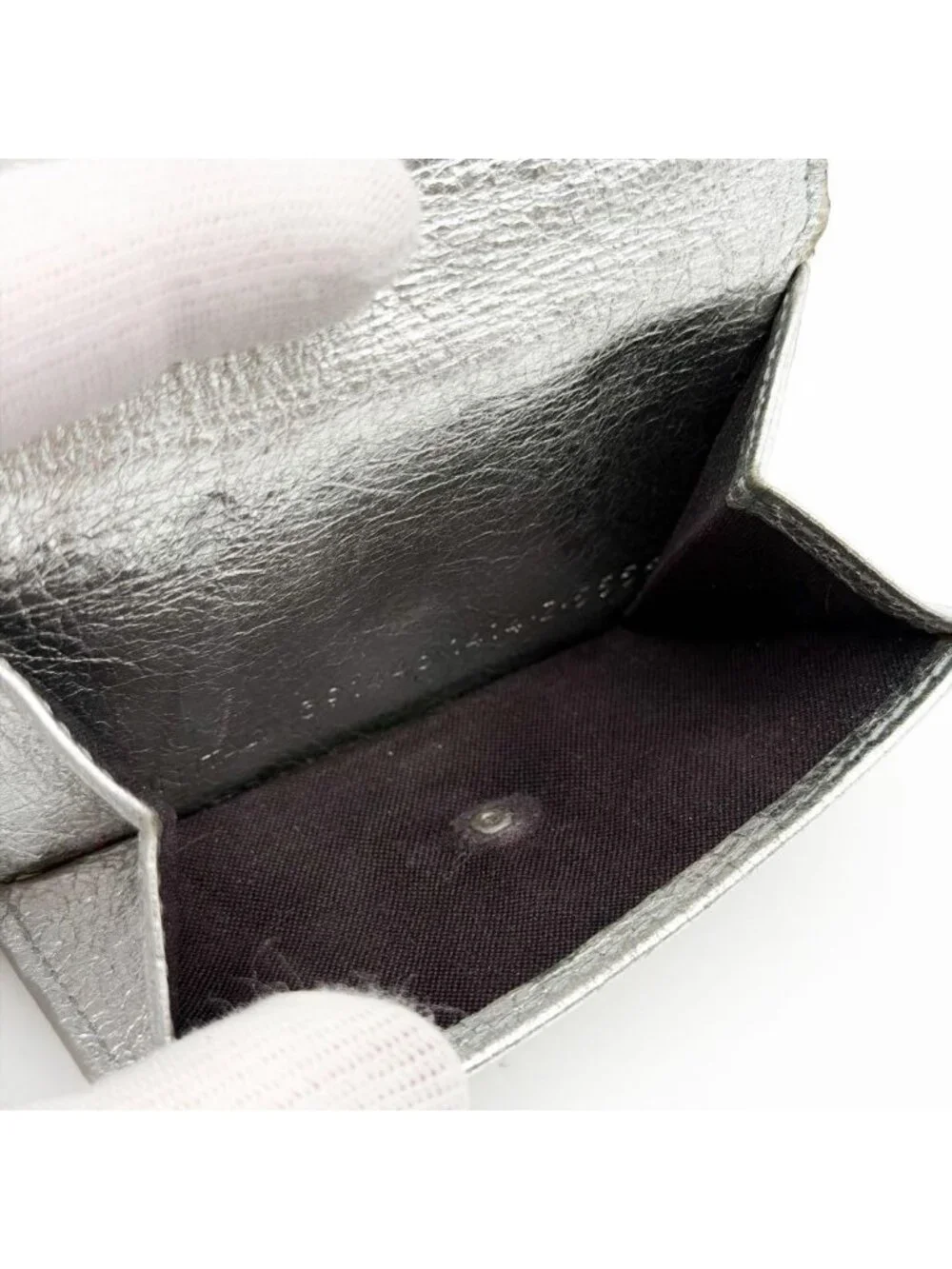 Balenciaga Paper Mini Silver Trifold Compact Wallet